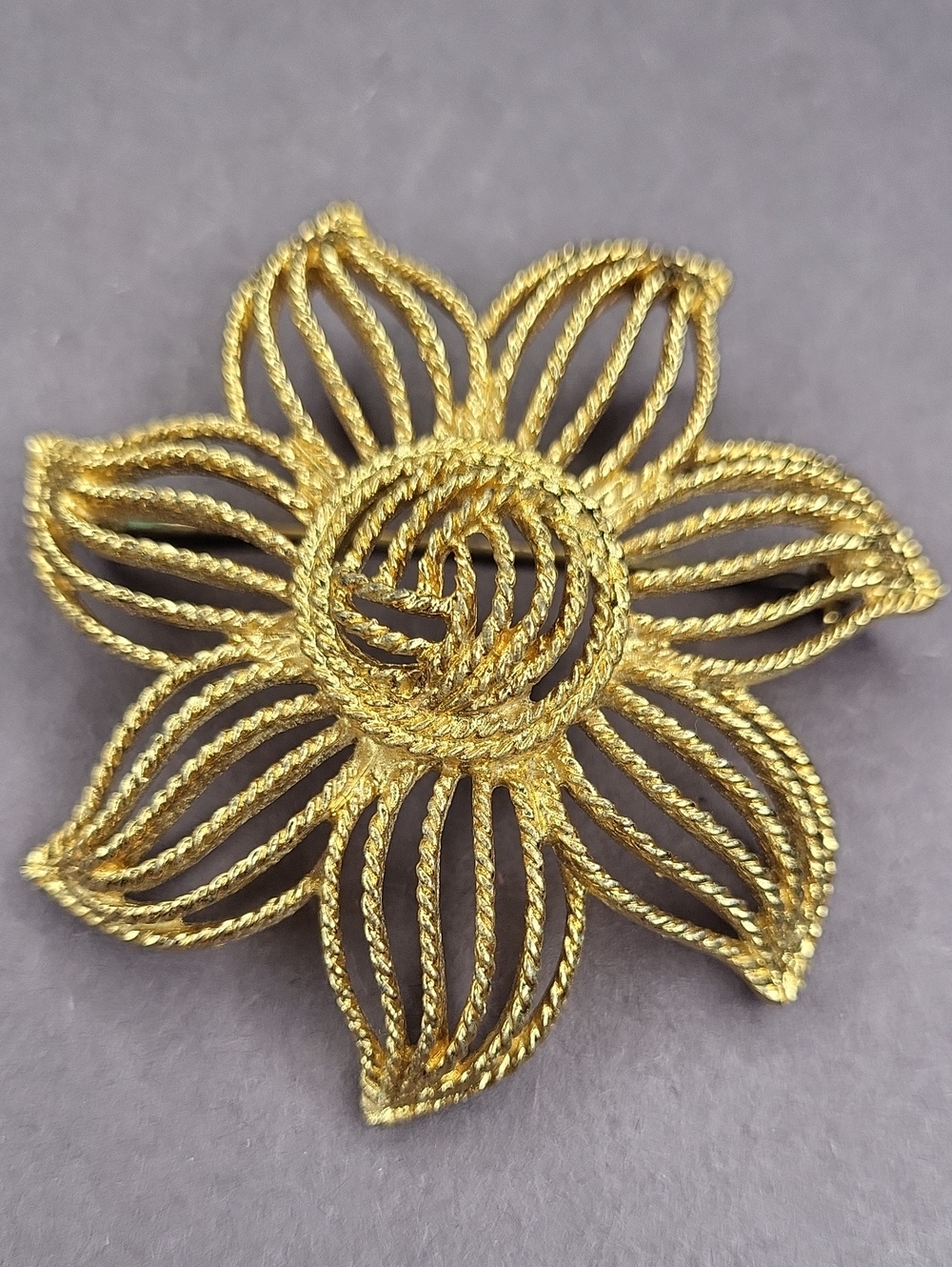 Vintage Monet Gold Flower Brooch